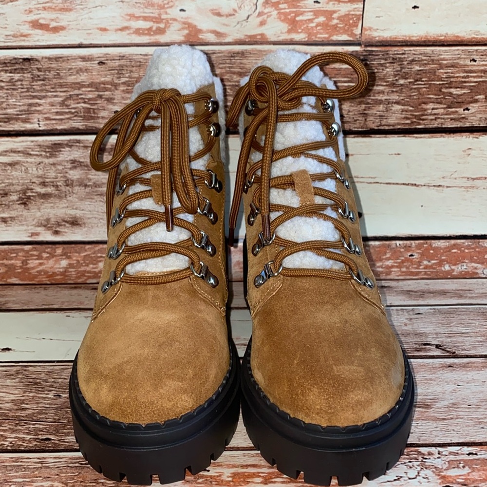 NIB Marc Fisher Leigan Lug Sole Hiker   - Dark Cognac